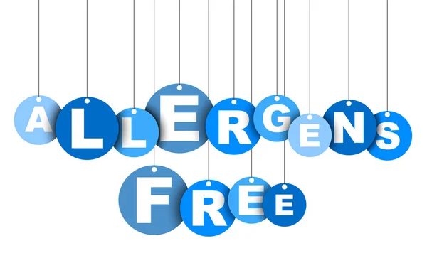 Azul fácil ilustración vectorial aislado círculo etiqueta banner alergenos gratis. Este elemento está bien adaptado para el diseño web . — Vector de stock