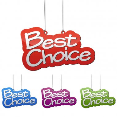 Set vektör çizimler izole etiketi afiş en iyi seçim dört renk varyant kırmızı, mavi, mor ve yeşil. Bu web tasarımı için uyarlanmış wel öğedir.