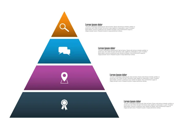 Dört adım piramit vektör Infographic şablonu — Stok Vektör