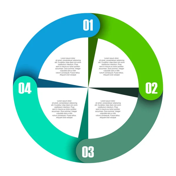 Modelo de infográfico vetorial de círculo de quatro passos — Vetor de Stock