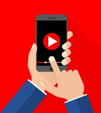 düz tasarım vektör çizim smartphone ile el - oyun