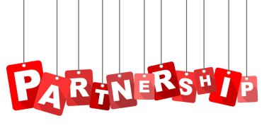 Kırmızı vektör düz tasarım arka plan ortaklık. Web tasarımı için de uyarlanmıştır.