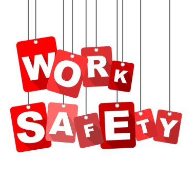 Kırmızı vektör düz tasarım arka plan iş güvenliği. Web tasarımı için de uyarlanmıştır.