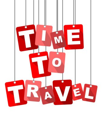 Kırmızı vektör düz tasarım arka plan saat seyahat etmek. Web tasarımı için de uyarlanmıştır.