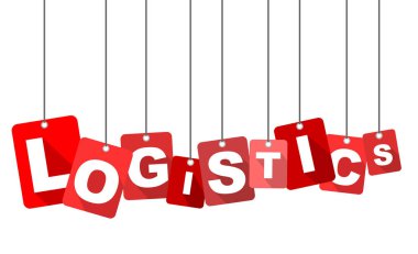 Kırmızı vektör düz tasarım arka plan lojistik. Web tasarımı için de uyarlanmıştır.