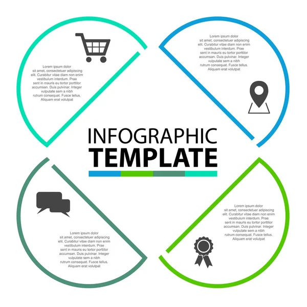 Adım dört renkli satırı sanat vektör Infographic şablonu — Stok Vektör