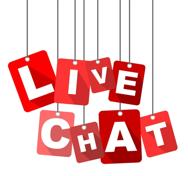 Red vector flat design background live chat. It is well adapted for web design. — Stock Vector
