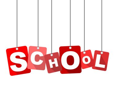 Kırmızı vektör düz tasarım arka plan Okulu. Web tasarımı için de uyarlanmıştır.