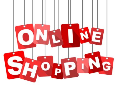 Kırmızı vektör arka plan düz tasarım online alışveriş. Web tasarımı için de uyarlanmıştır.