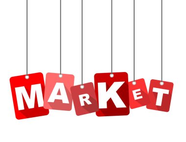 Kırmızı vektör düz tasarım arka plan Pazar. Web tasarımı için de uyarlanmıştır.