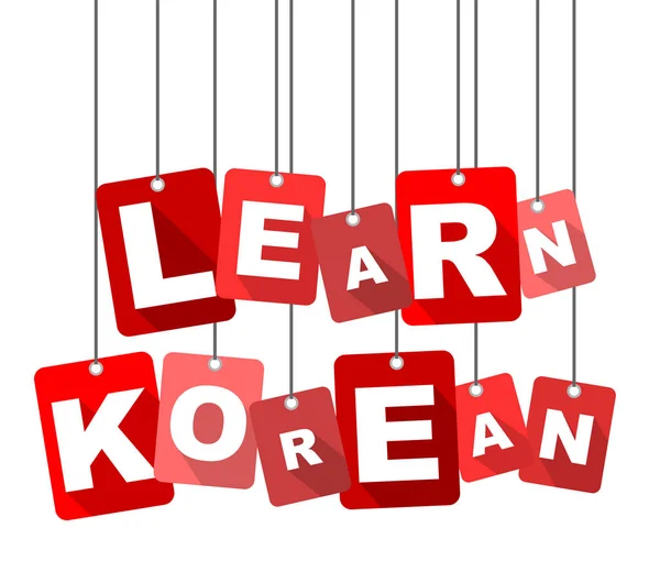 Sfondo di design piatto vettore rosso imparare coreano. È ben adattato per il web design . — Vettoriale Stock