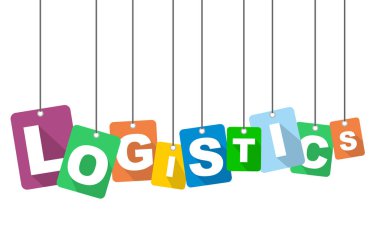 Renkli vektör düz tasarım arka plan lojistik. Web tasarımı için de uyarlanmıştır.