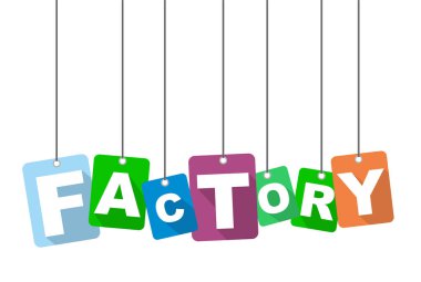 Renkli vektör düz tasarım arka plan fabrika. Web tasarımı için de uyarlanmıştır.