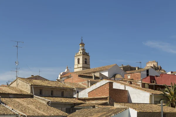 Torre da igreja e telhados de Bolbaite, Valência, Espanha — Fotografia de Stock