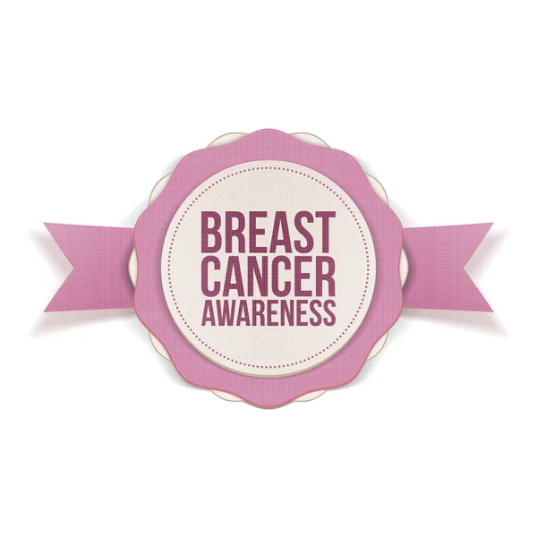 Emblème de sensibilisation au cancer du sein avec ruban — Image vectorielle