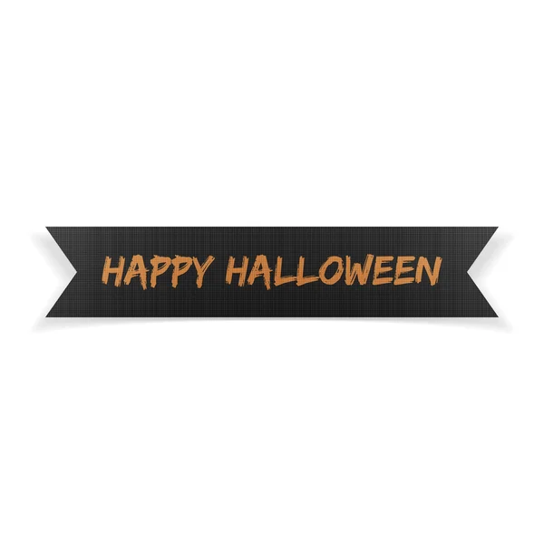 Boldog Halloween fekete szalag üdvözlés — Stock Vector