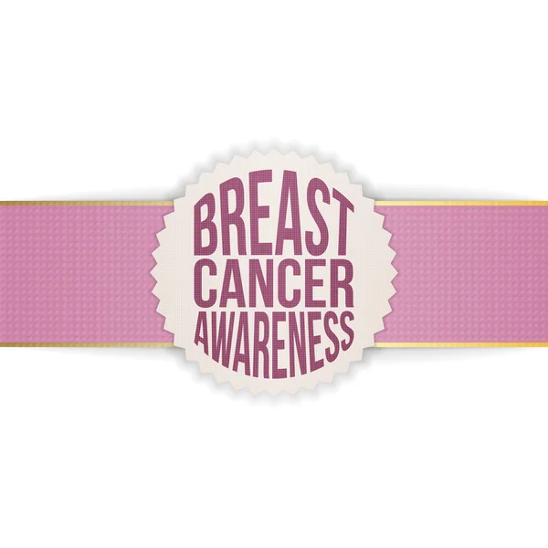 Breast Cancer Awareness Label with Ribbon — Stock Vector