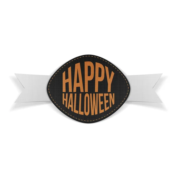 Feliz Halloween emblema realista con cinta — Vector de stock