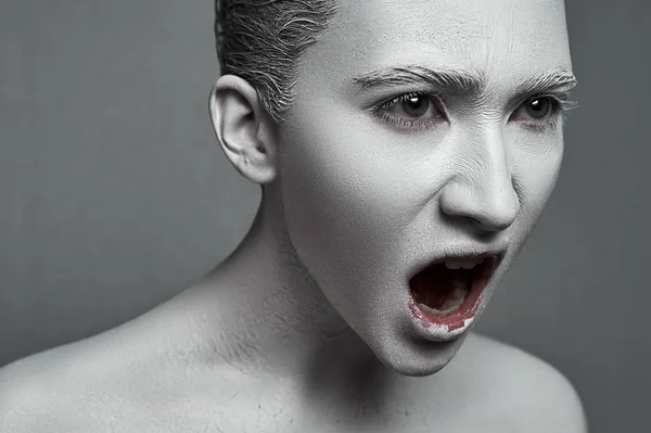 Screaming beauty fashion angry Woman with Makeup — Stock Photo, Image