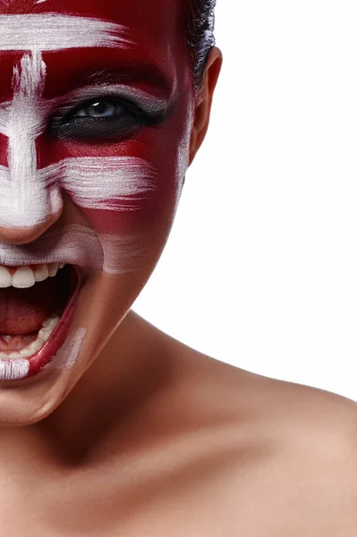 Screaming angry Woman with Makeup — Stock Photo, Image