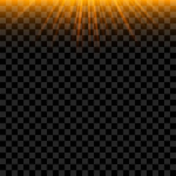 Rayons de soleil orange avec effet lumineux — Image vectorielle