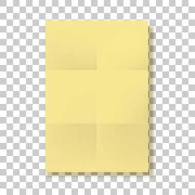 Sarı katlanmış kağıt sayfa boş vektör Mockup