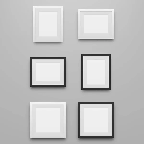 Black and white realistic Picture Frames Set — Stock Vector