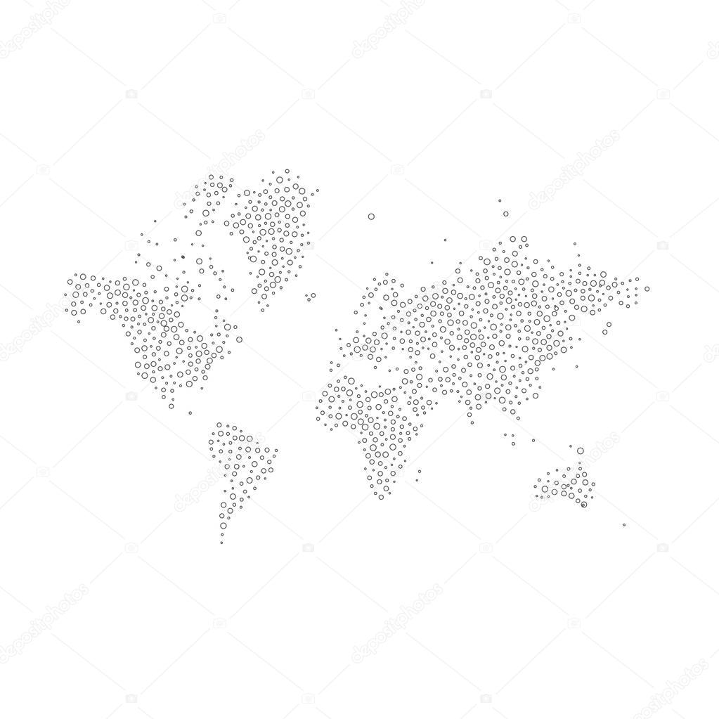 World Map with Abstract Circles Pattern