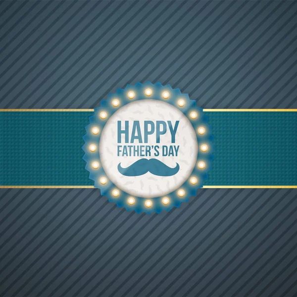 Happy Fathers Day cercle étiquette avec ruban bleu — Image vectorielle