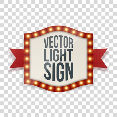 Işıklı işareti ampuller ve dekoratif kurdele ile