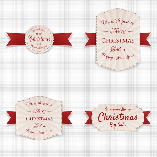 Christmas realistic vector Labels Set — Stock Vector