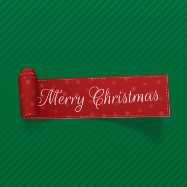 Vektör Merry Christmas kaydırma kırmızı kurdele