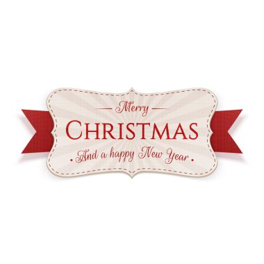 Neşeli Noel vektör amblemi beyaz izole.