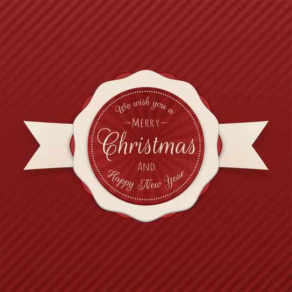 Vecteur Joyeux Noël Emblème sur fond rouge — Image vectorielle