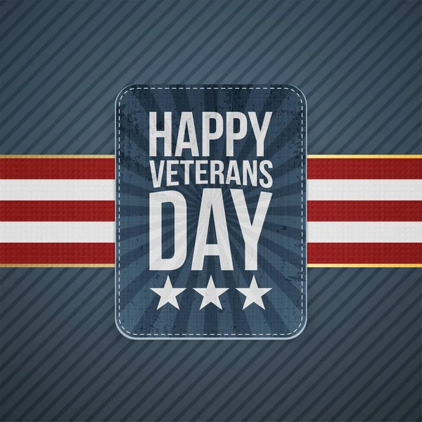 Feliz Día de los Veteranos papel bandera — Vector de stock