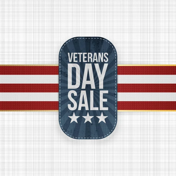 Sello de venta de día de veteranos con cinta y sombra — Vector de stock