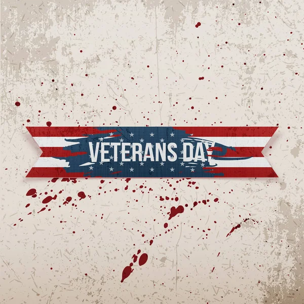 Veterans Day american vintage nacional Cinta — Vector de stock