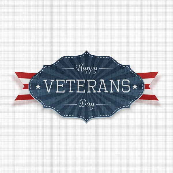 Happy Veterans Day emblème national avec ruban — Image vectorielle