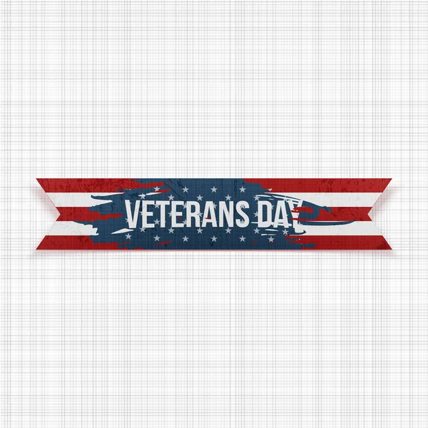 Happy Veterans Day vector greeting Ribbon — Stock Vector