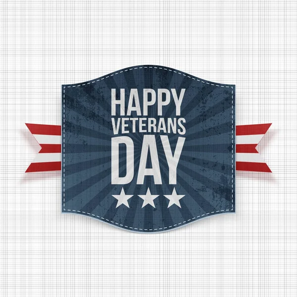 Feliz Día de los Veteranos signo nacional con cinta — Vector de stock