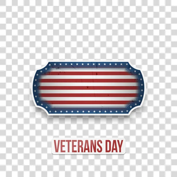 Insignia de saludo del Día de los Veteranos con texto — Vector de stock