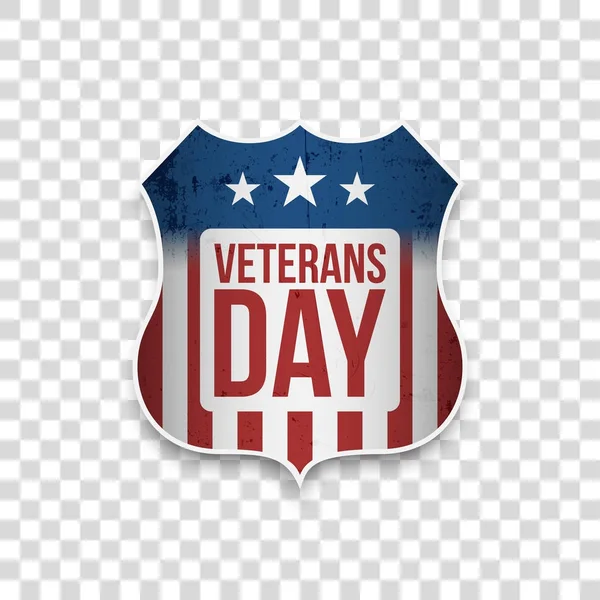 Veterans Day greeting Shield with Text — Stock Vector