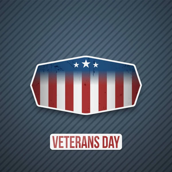 Veterans Day Text on realistic Badge — Stock Vector