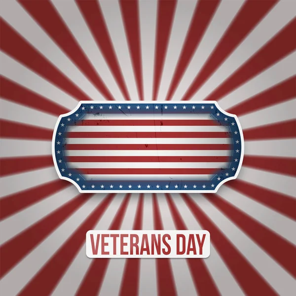 Vintage Badge with Veterans Day Text — Stock Vector