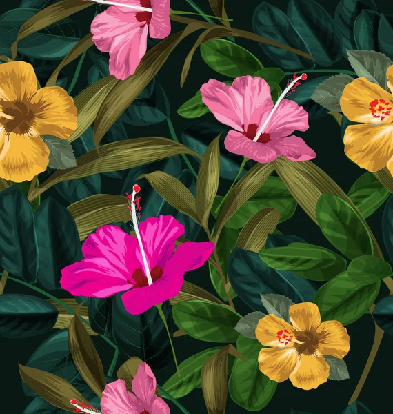 Modèle sans couture Hibiscus — Image vectorielle