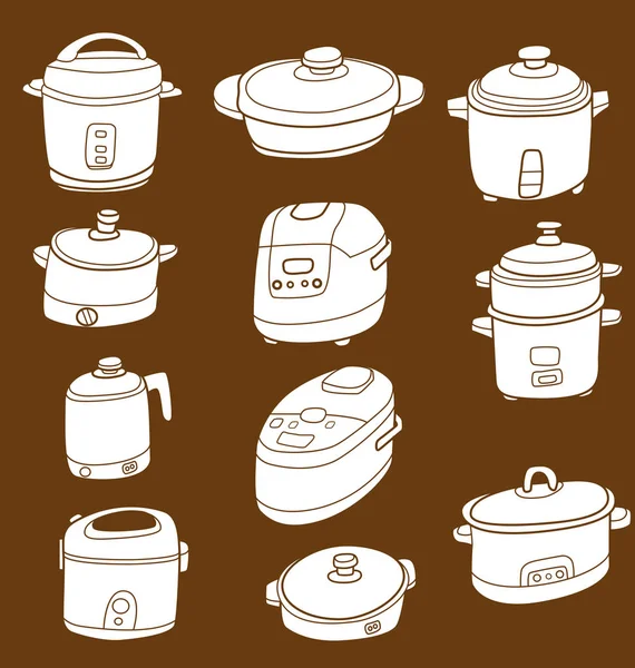 Electric cooker set — Stock Vector