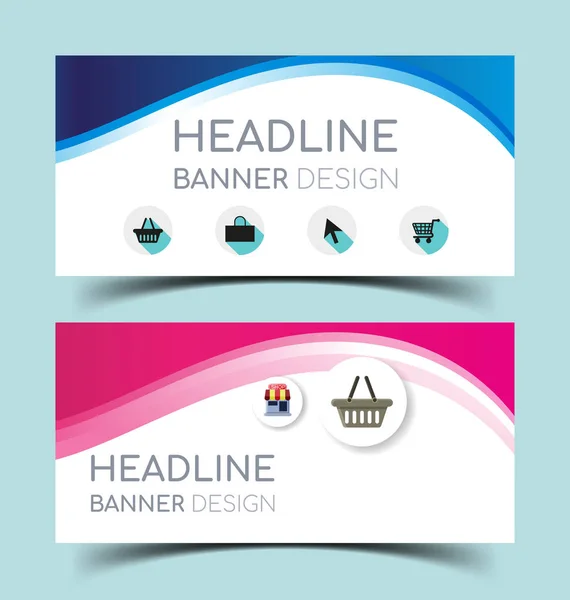 Reihe Abstrakter Horizontaler Banner Mit Geometrischer Form — Stockvektor