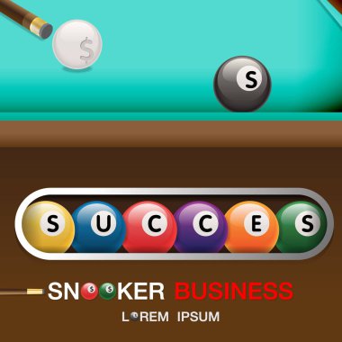 İş başarı kavramı. Bilardo oyunu tamamla. Vektör çizim