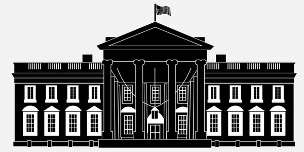 Чорний силует Білого дому ізольовані на білому тлі. Векторні ілюстрації — стоковий вектор