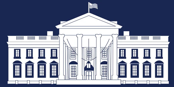 White Silhouette White House Isolated on Blue background. Vector Illustration — Stock Vector